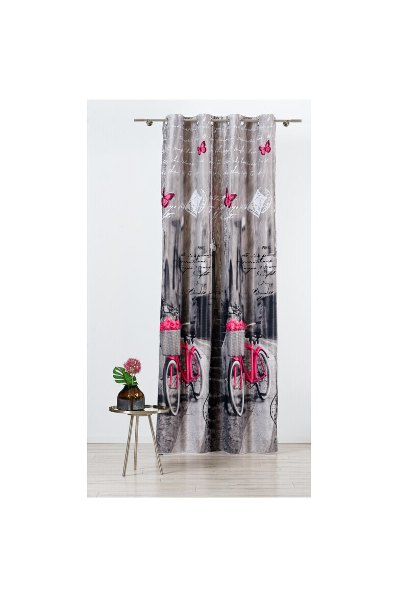 Mendola Draperie Mercato Interior cu inele natur 140x245 cm rosu-gri - Pled.ro