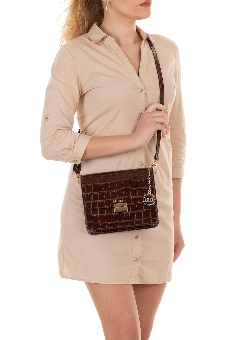 Mia Tomazzi Geanta crossbody din piele cu aspect de piele de crocodil Baguttino - Pled.ro