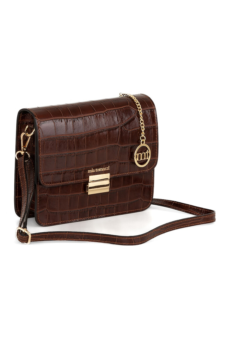 Mia Tomazzi Geanta crossbody din piele cu aspect de piele de crocodil Baguttino - Pled.ro