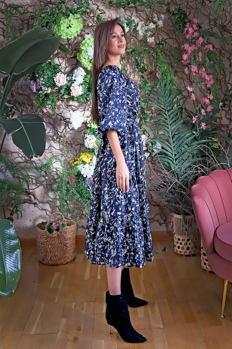 MIAU by Clara Rotescu Rochie din amestec de matase cu model floral Cagliari - Pled.ro