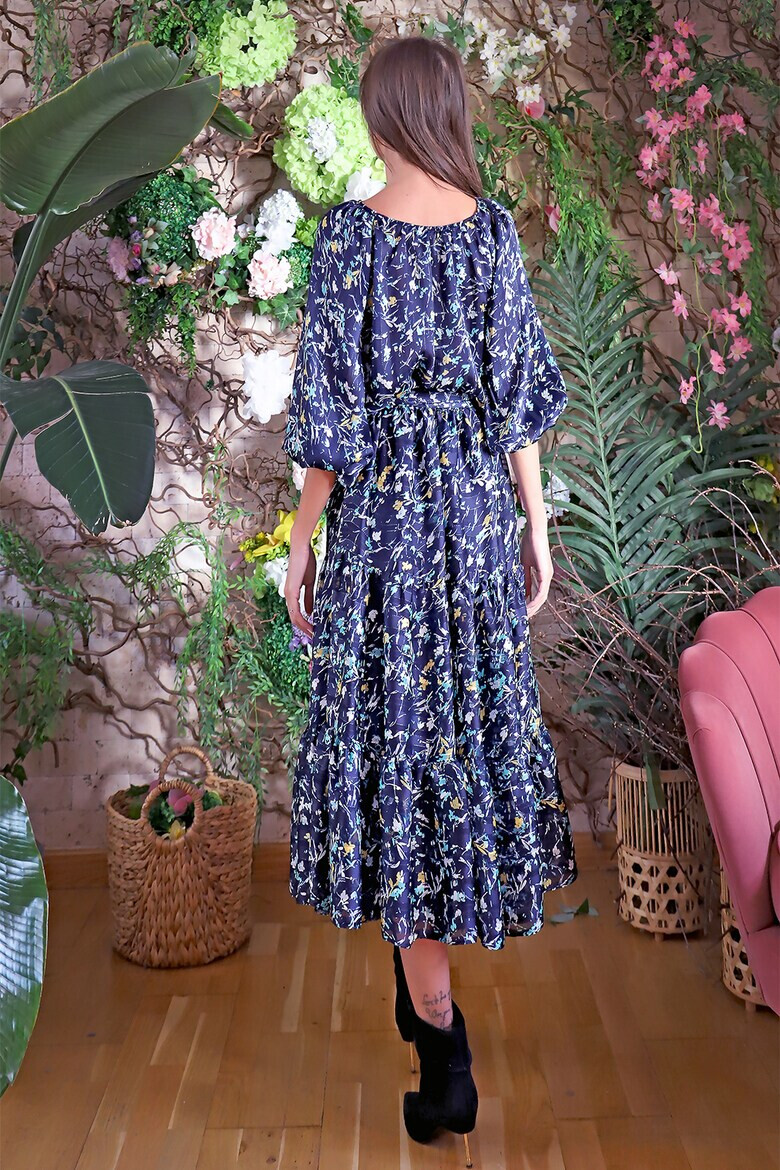 MIAU by Clara Rotescu Rochie din amestec de matase cu model floral Cagliari - Pled.ro