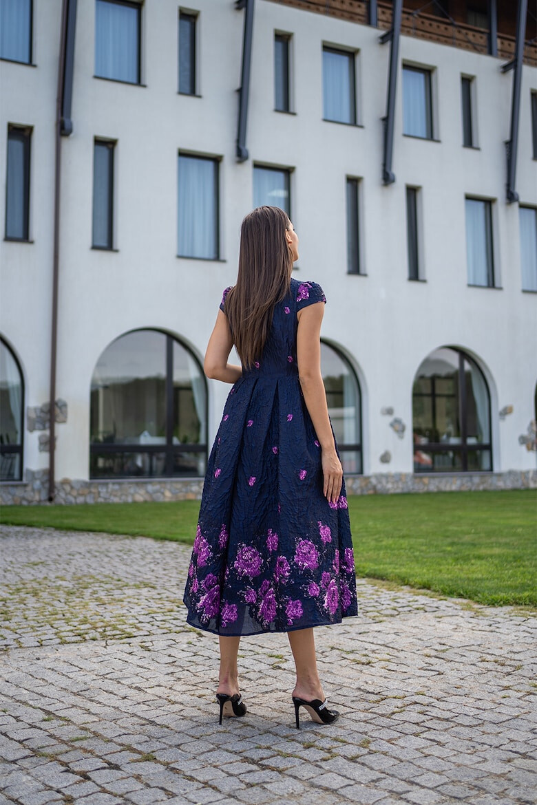 MIAU by Clara Rotescu Rochie midi cu imprimeu floral Nicoleta - Pled.ro