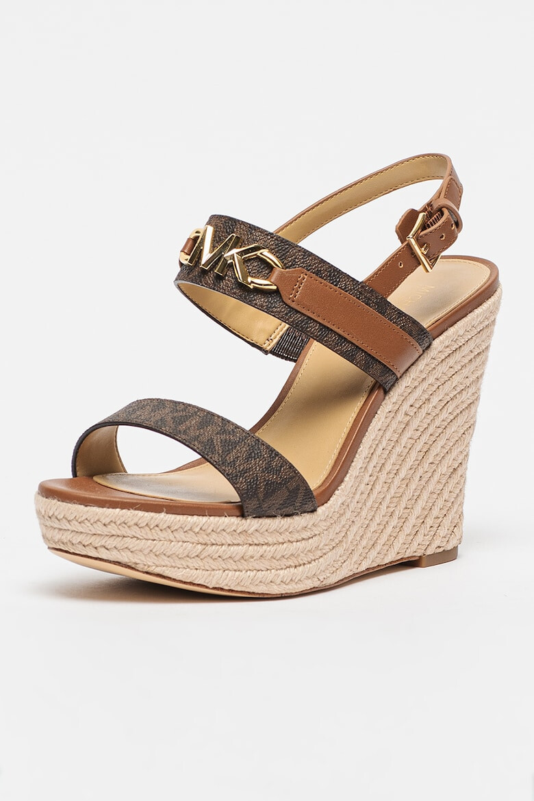 Michael Kors Sandale cu talpa wedge si logo metalic Reed - Pled.ro