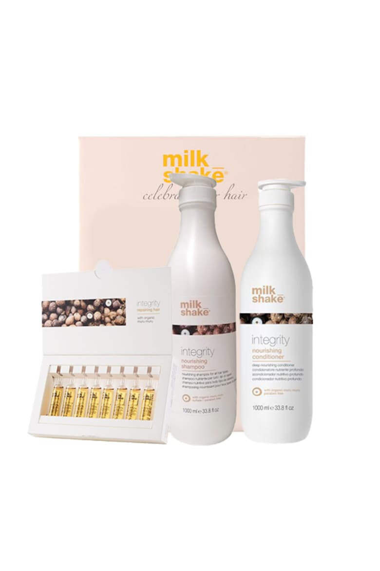 MILK SHAKE Kit pentru hidratare si reconstructie Integrity 1000 ml Balsam 1000 ml Tratament 8 x 12 ml - Pled.ro