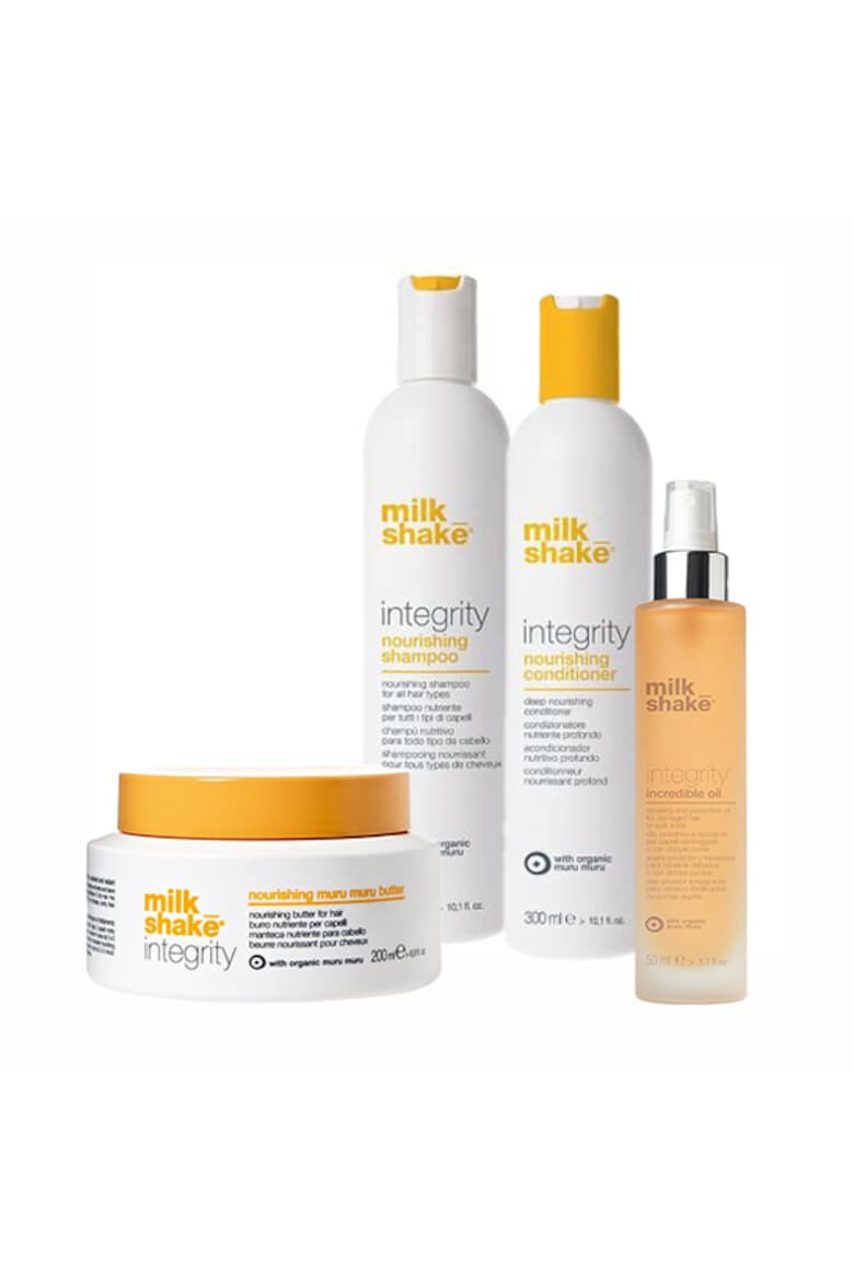 MILK SHAKE Kit pentru hidratare si reparare Integrity Sampon 300 ml Balsam 300 ml Tratament 200 ml Ulei 50 ml - Pled.ro