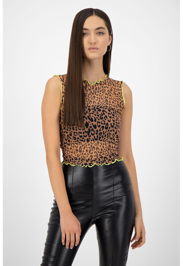 Missguided Top crop cu animal print - Pled.ro