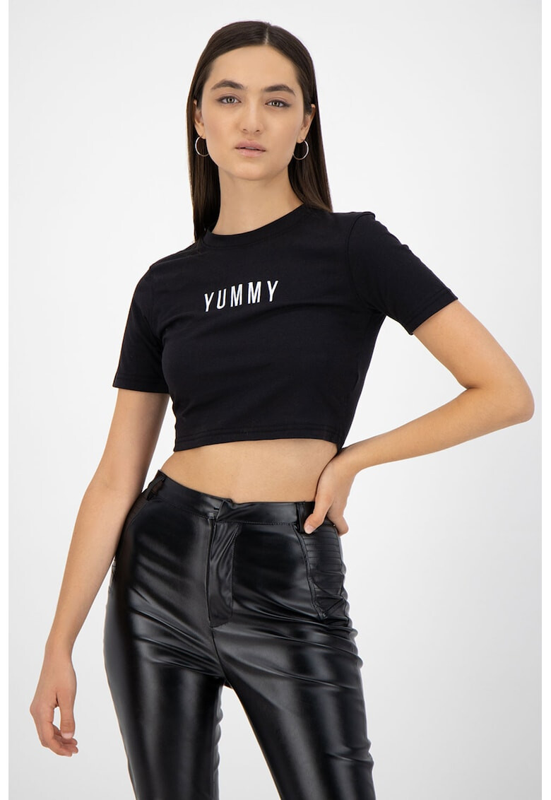 Missguided Tricou crop cu text brodat - Pled.ro