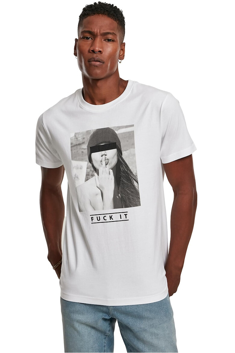 Mister tee ter teeTricou unisex cu decolteu la baza gatului si imprimeu foto - Pled.ro