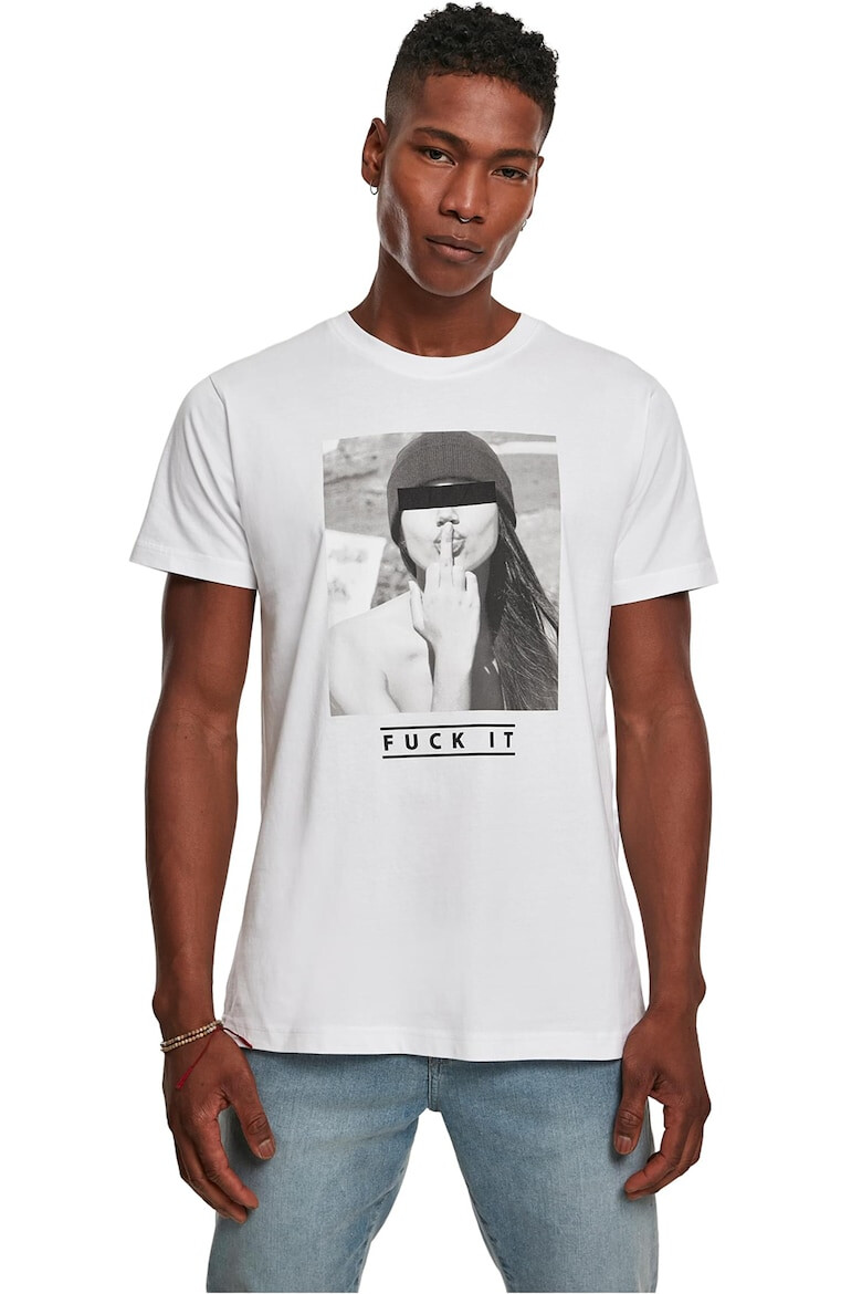 Mister tee ter teeTricou unisex cu decolteu la baza gatului si imprimeu foto - Pled.ro