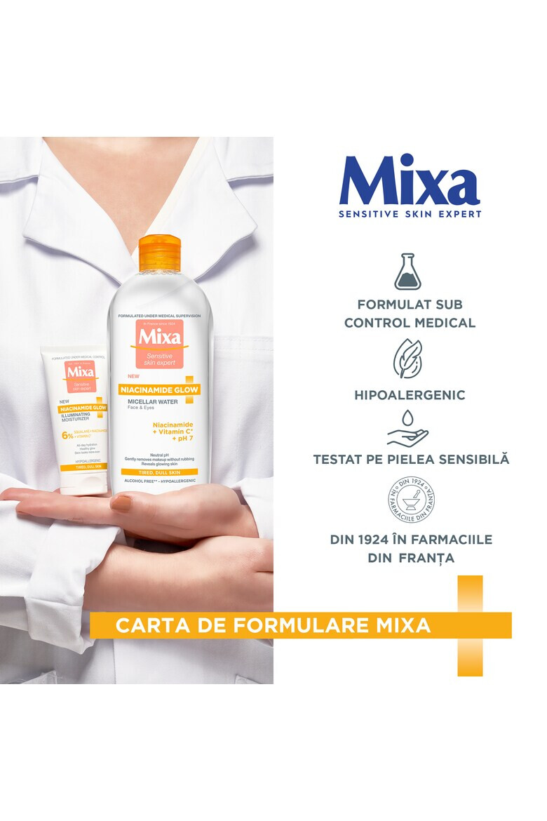 Mixa Crema hidratanta iluminatoare Niacinamide Glow cu niacinamide vitamina C si scualan 50 ml - Pled.ro