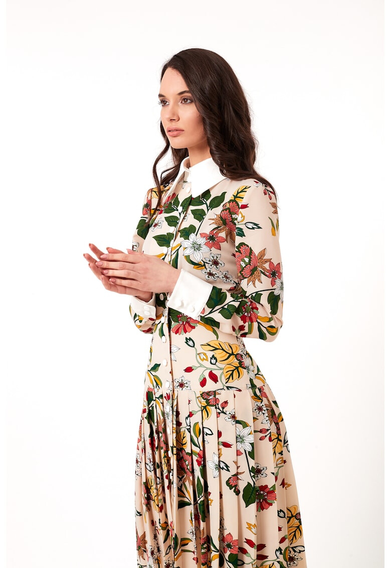 MIYU Rochie-camasa cu pliuri si imprimeu floral - Pled.ro