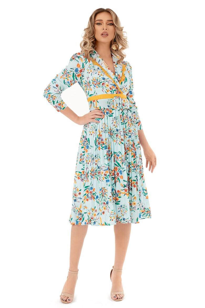 MIYU Rochie midi cu model floral si curea asortata - Pled.ro