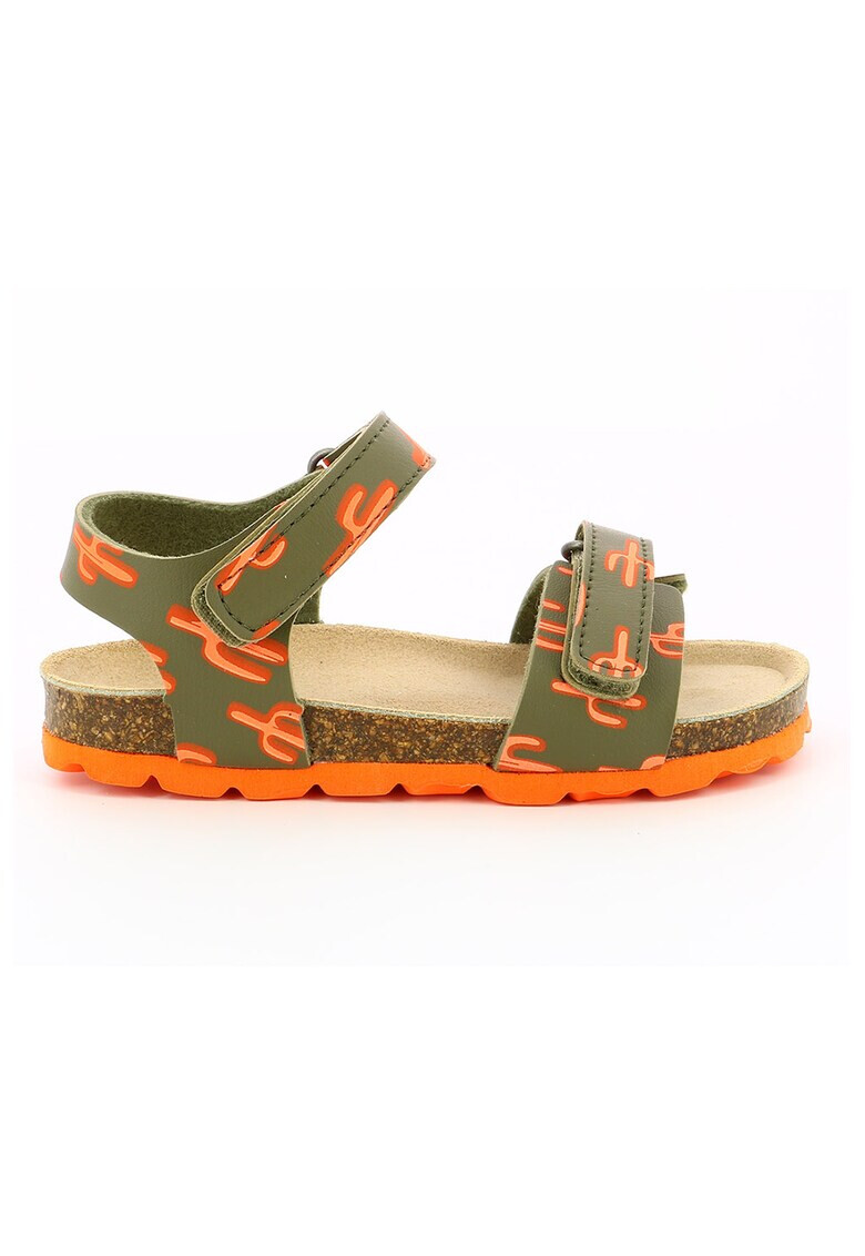 Mod8 kids Sandale de piele ecologica cu branturi de piele baieti Verde militar/Oranj - Pled.ro