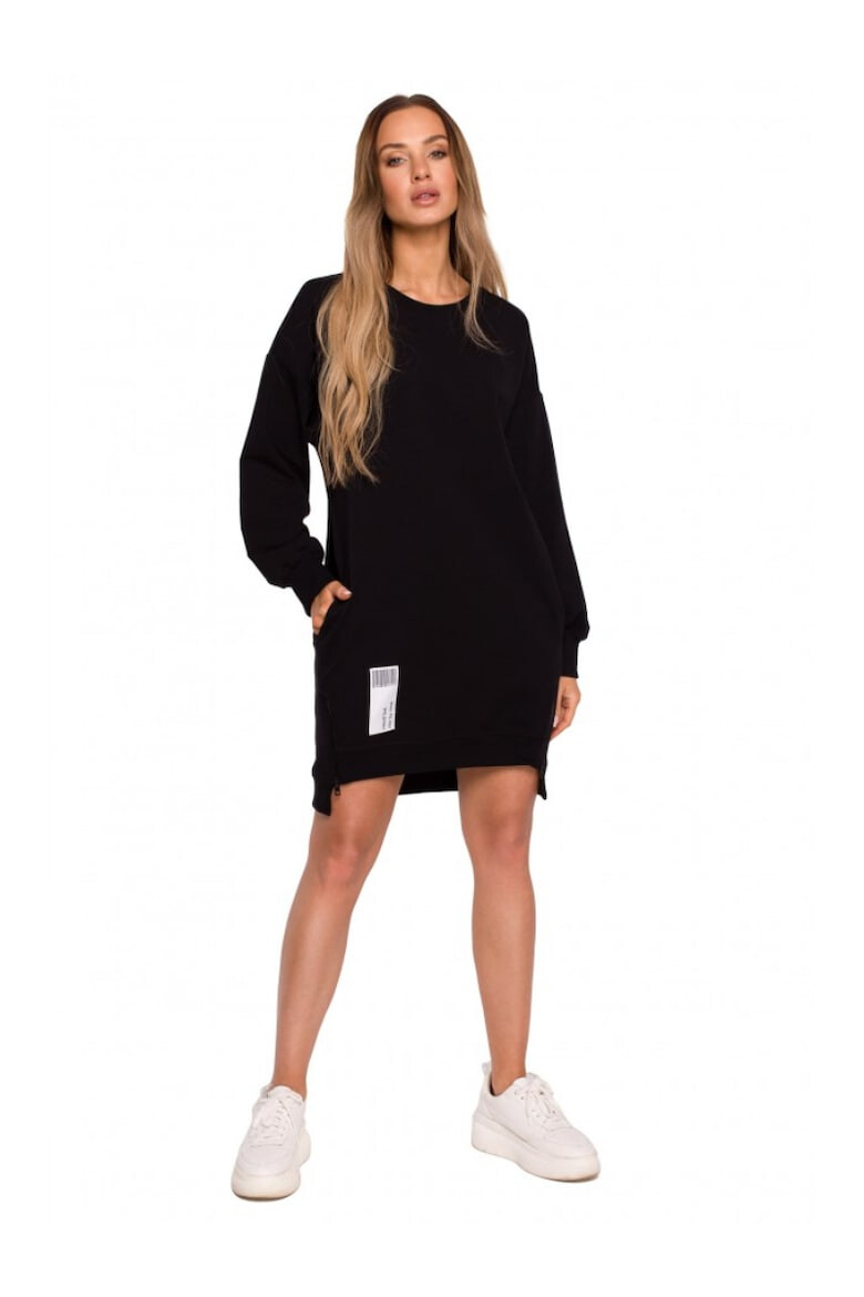 MOE Bluza de dama Tip Tunicam Cu fermoare Bumbac Elastan Negru - Pled.ro