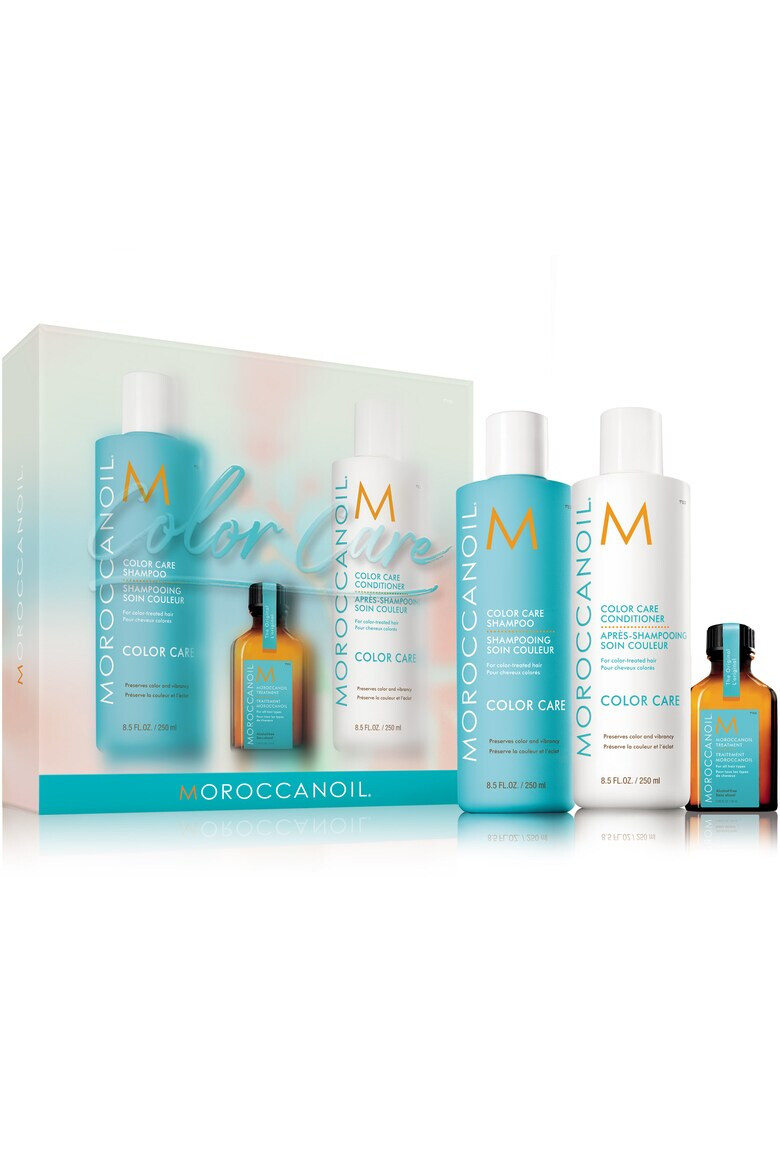 Moroccanoil Color Care Spring Kit: Sampon pentru ingrijirea parului vopsit 250 ml + Balsam pentru ingrijirea parului vopsit 250 ml + Ulei tratament original 25 ml + Lotiune de corp Fragrance Originale 10 ml - Pled.ro