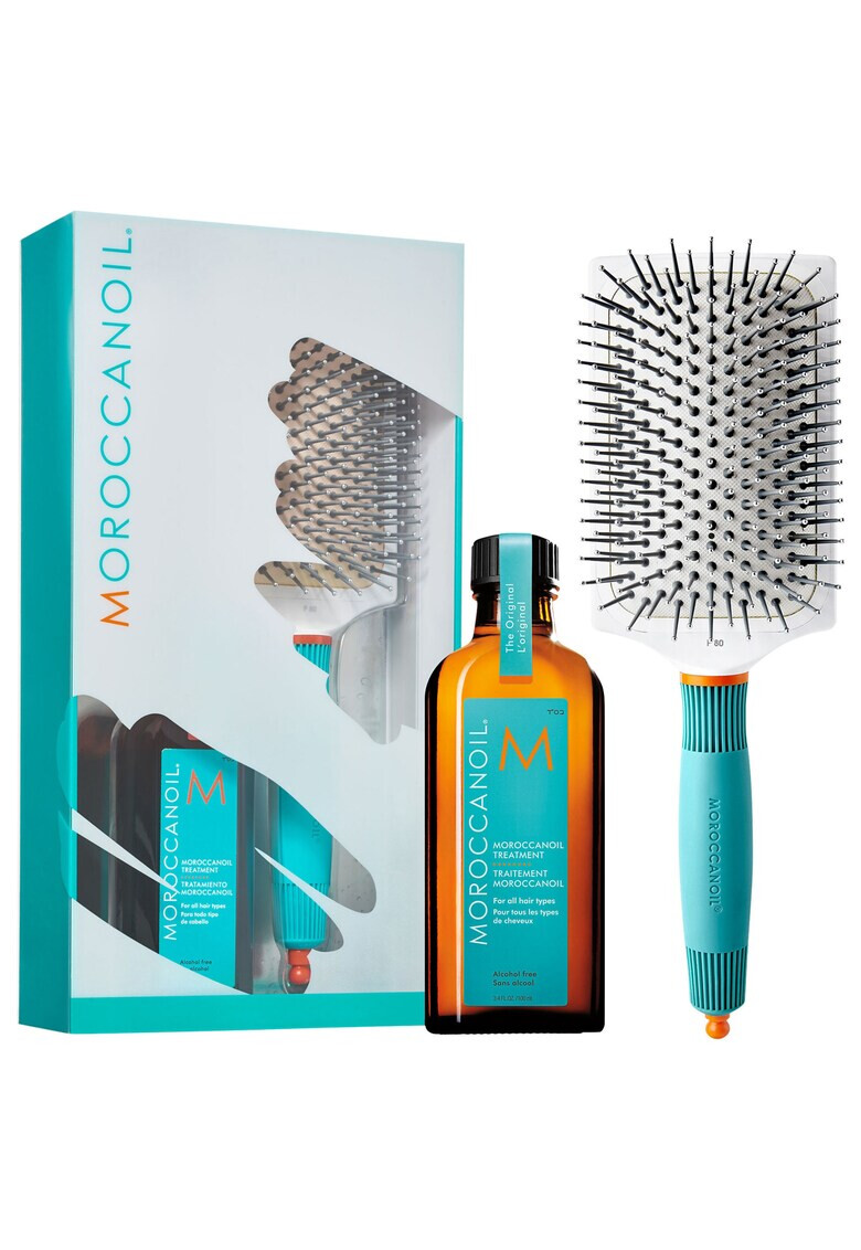 Moroccanoil Pachet promo : Tratament pentru toate tipurile de par 100ml + Perie de par Cadou - Pled.ro