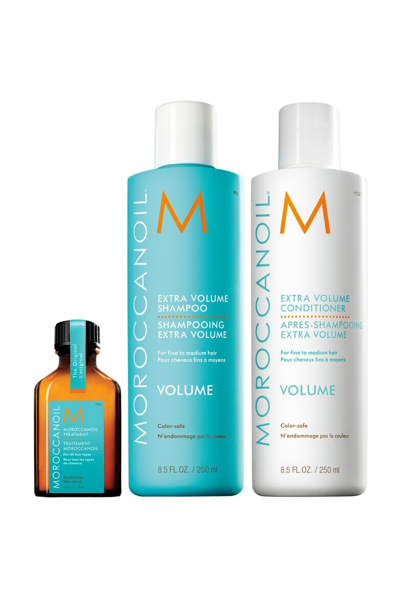 Moroccanoil Pachet Promo Volume: Sampon 250 ml + Balsam 250 ml + Ulei Tratament pentru toate tipurile de par 25ml - Pled.ro