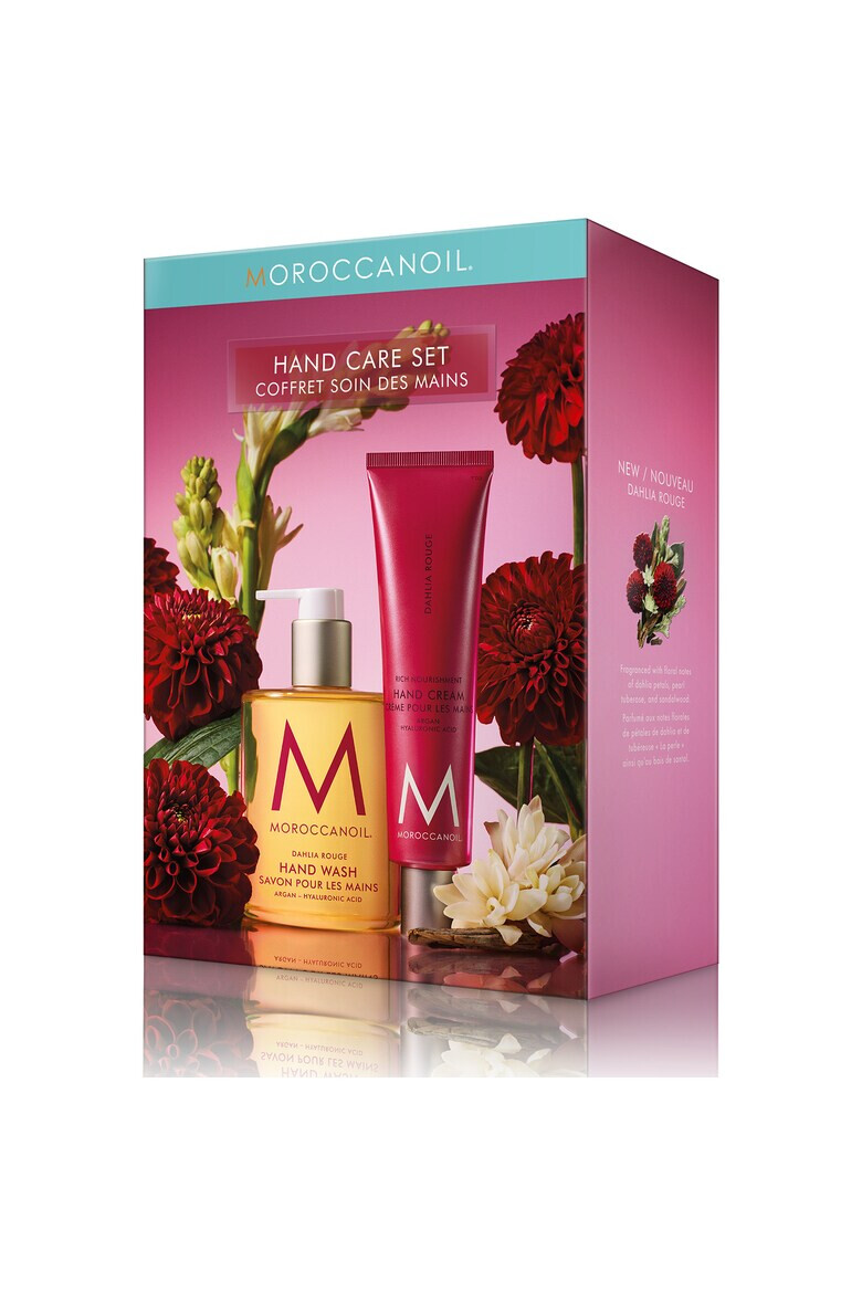 Moroccanoil Set Dahlia Rouge pentru ingrijirea mainilor: Crema de maini 100 ml + Sapun lichid 360 ml - Pled.ro