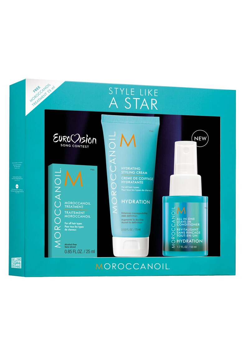 Moroccanoil Set Hydration Style Like A Star pentru toate tipurile de par: Tratament 25 ml+Cream 50 ml+balsam 50 ml - Pled.ro