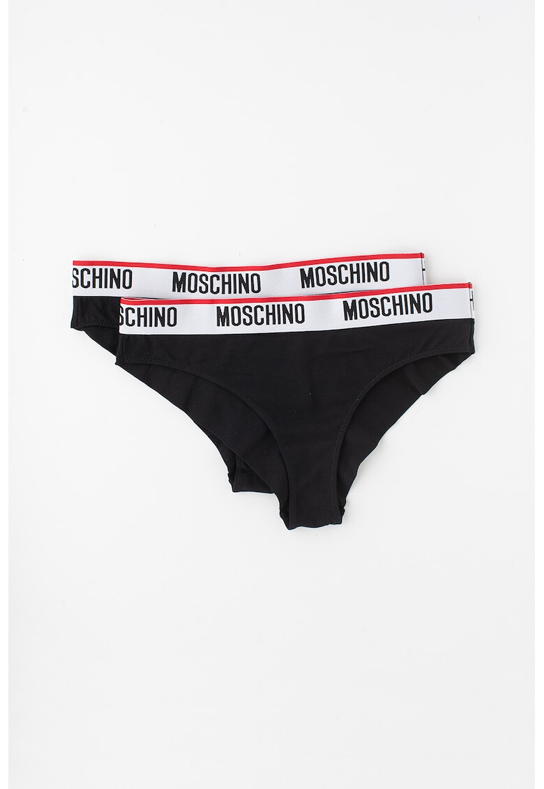 Moschino Chiloti brazilieni cu banda elastica in talie cu logo - 2 perechi - Pled.ro