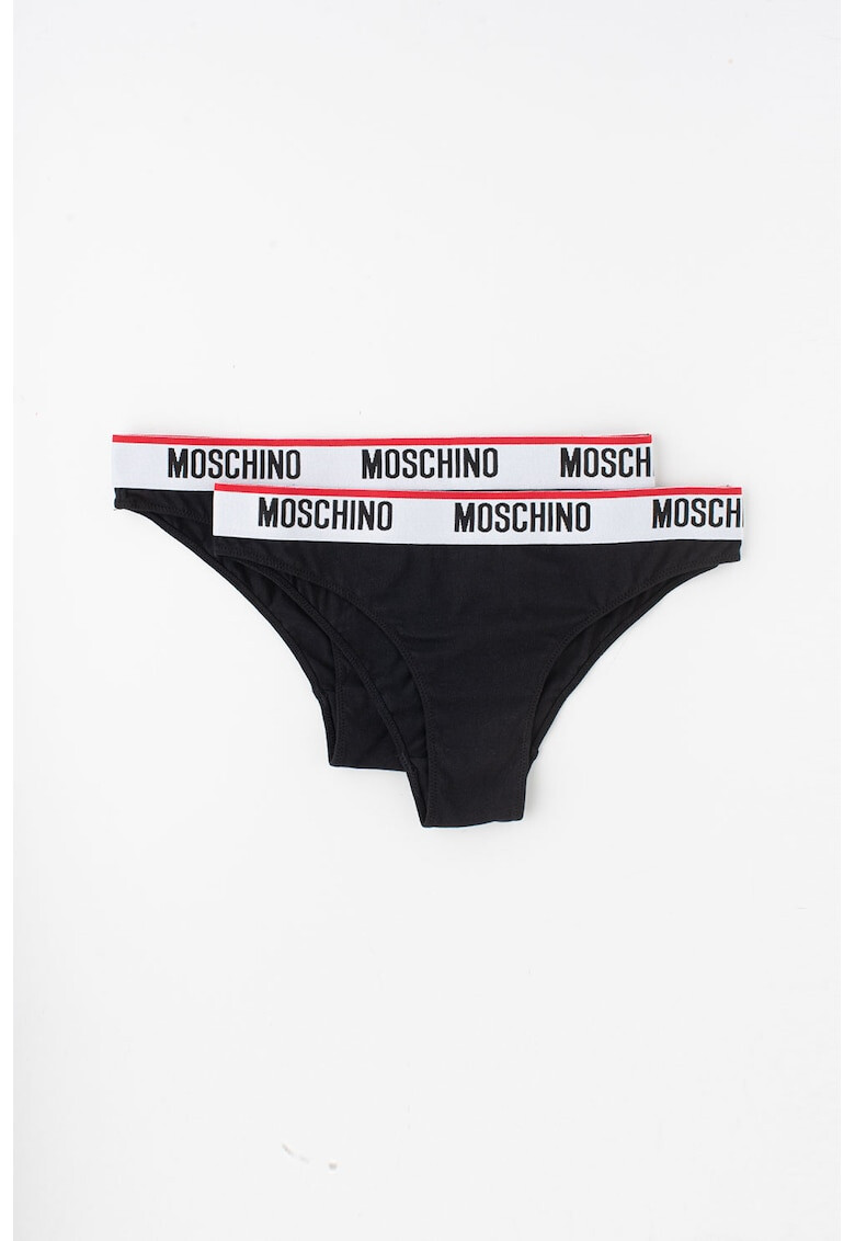 Moschino Chiloti brazilieni cu banda elastica in talie cu logo - 2 perechi - Pled.ro