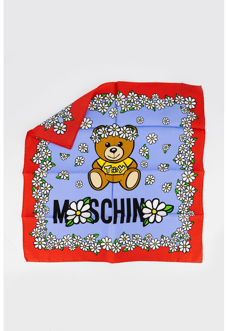 Moschino Esarfa de matase cu imprimeu logo si floral - Pled.ro