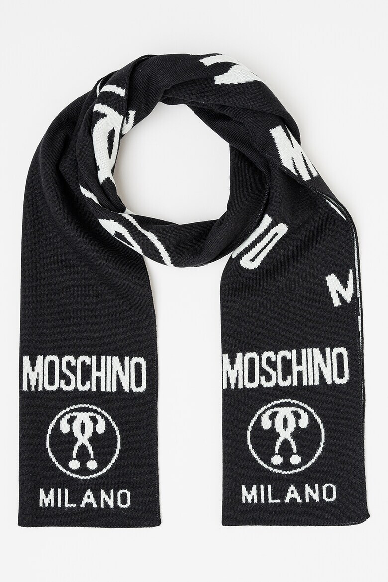 Moschino Fular din amestec de lana cu model logo contrastant - Pled.ro