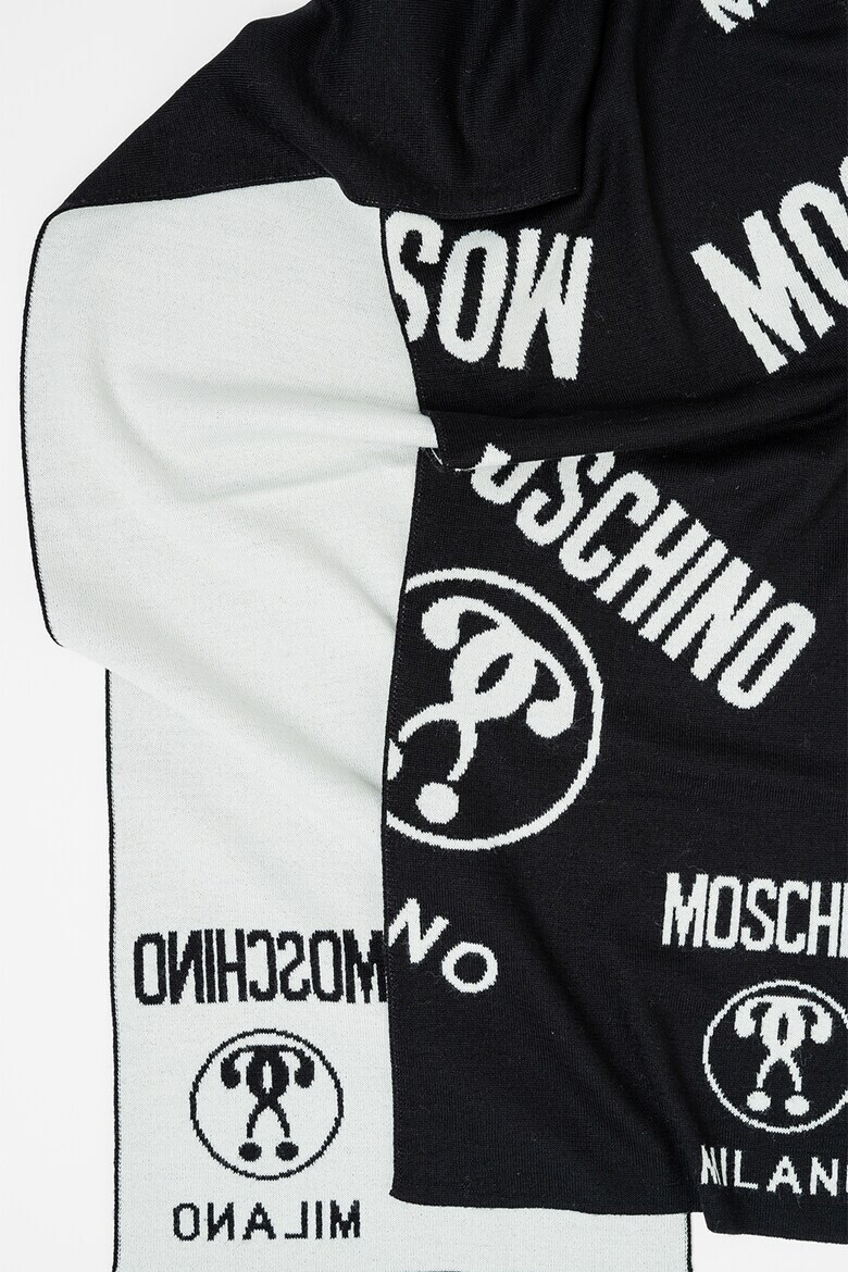 Moschino Fular din amestec de lana cu model logo contrastant - Pled.ro