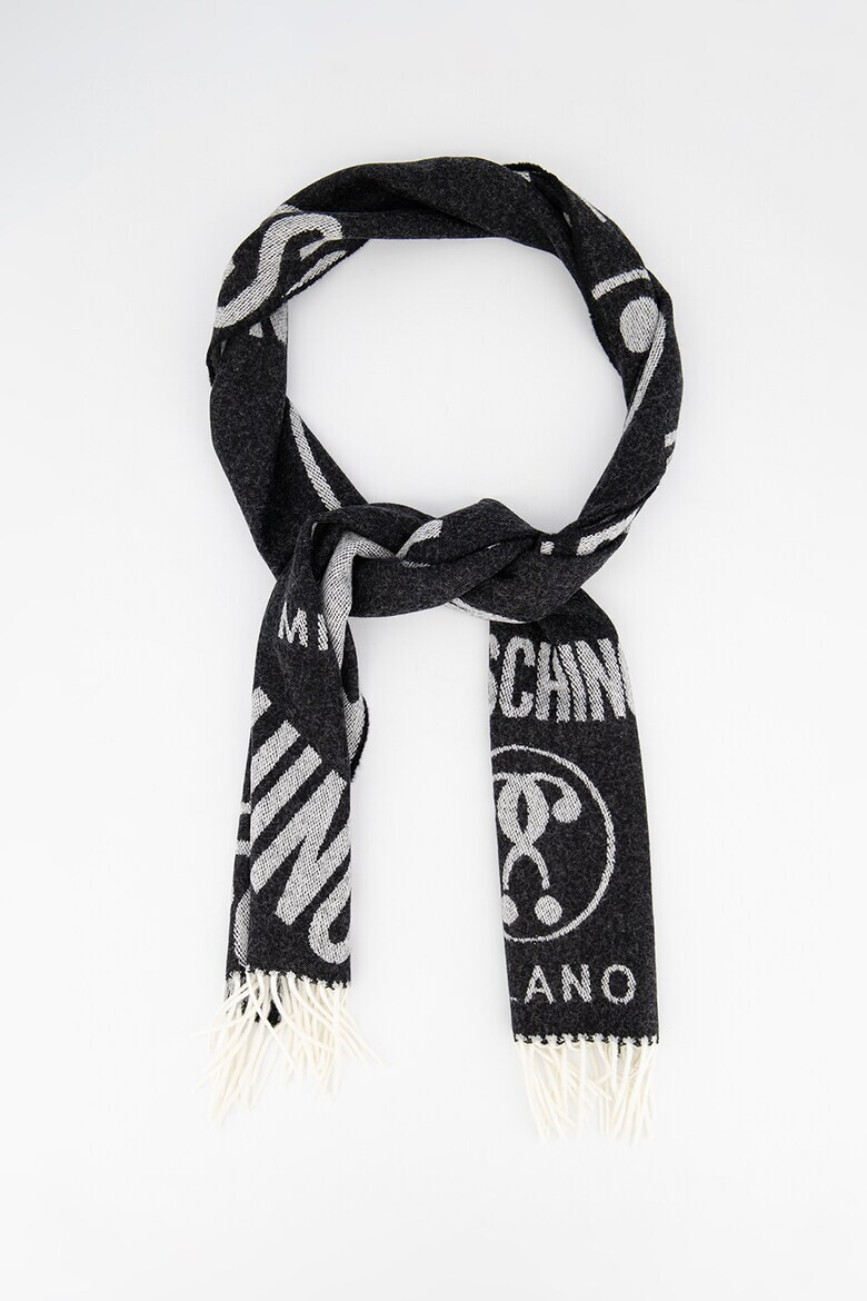 Moschino Fular din lana cu model logo contrastant - Pled.ro