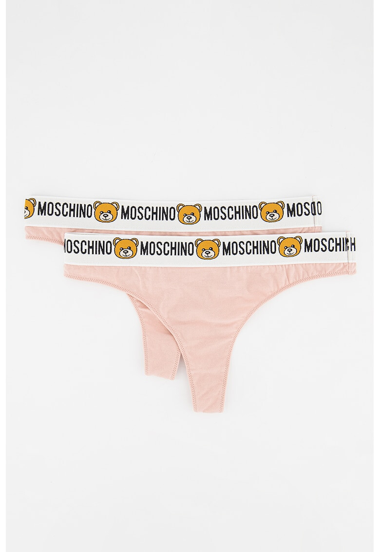 Moschino Set de chiloti tanga cu banda logo in talie - 2 perechi - Pled.ro