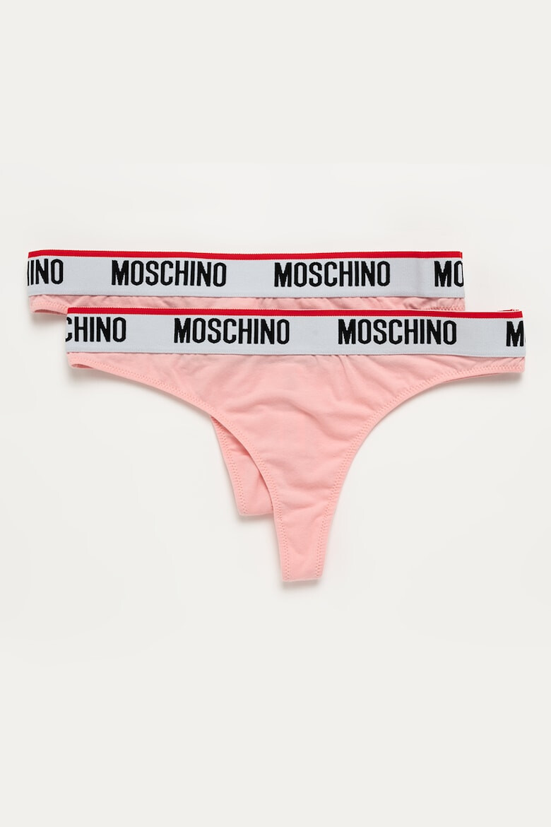 Moschino Set de chiloti tanga cu banda logo in talie - 2 perechi - Pled.ro