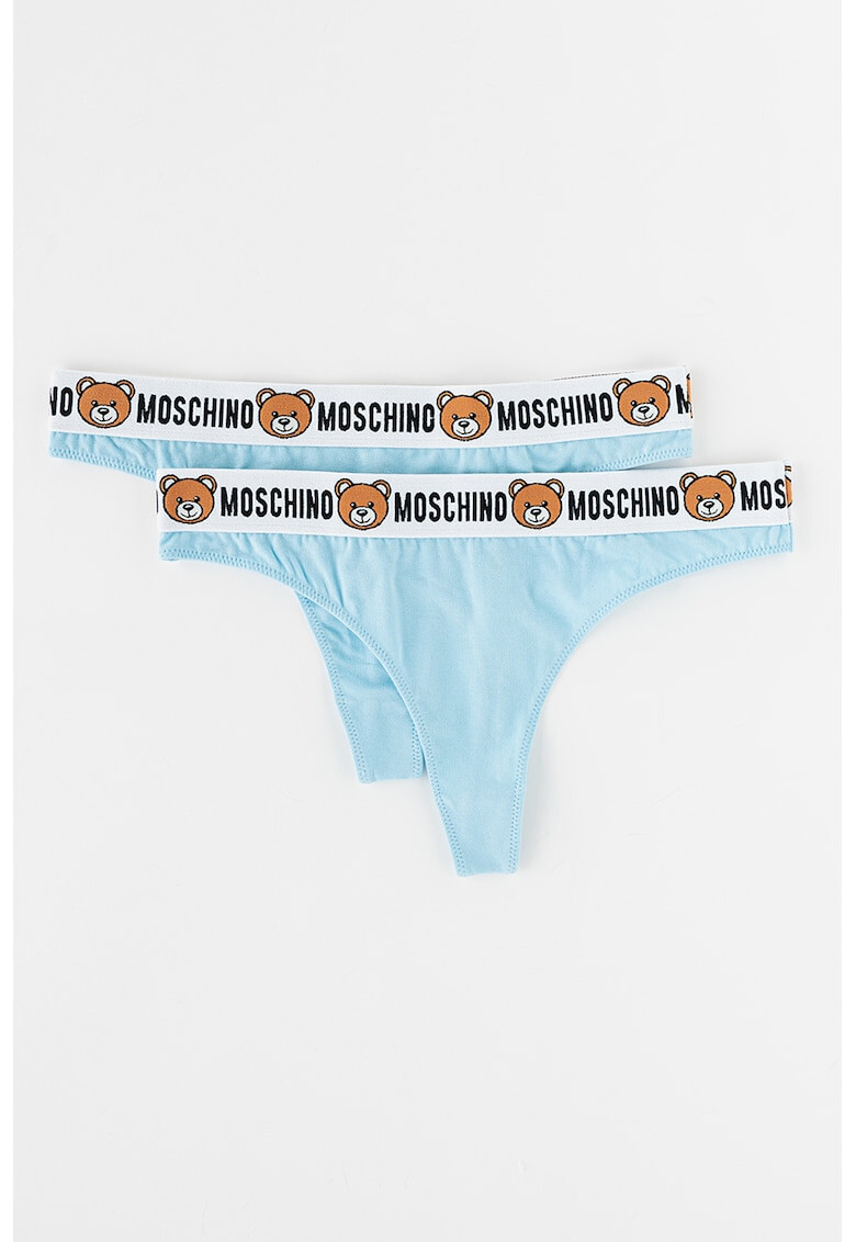 Moschino Set de chiloti tanga cu banda logo in talie - 2 perechi - Pled.ro