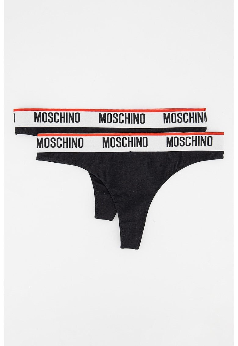 Moschino Set de chiloti tanga cu banda logo in talie - 2 perechi - Pled.ro