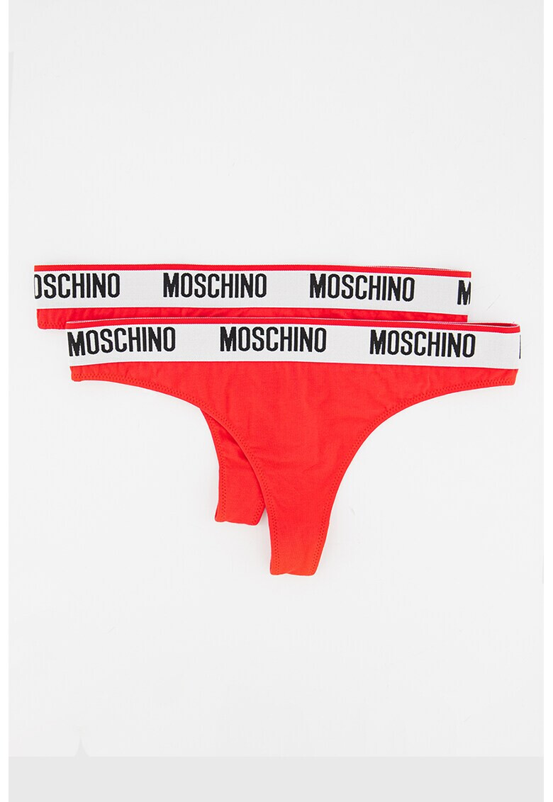 Moschino Set de chiloti tanga cu banda logo in talie - 2 perechi - Pled.ro