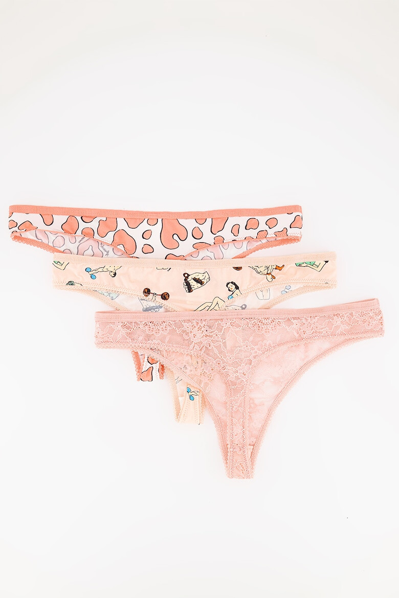 Moschino Set de chiloti tanga cu imprimeu - 3 perechi - Pled.ro