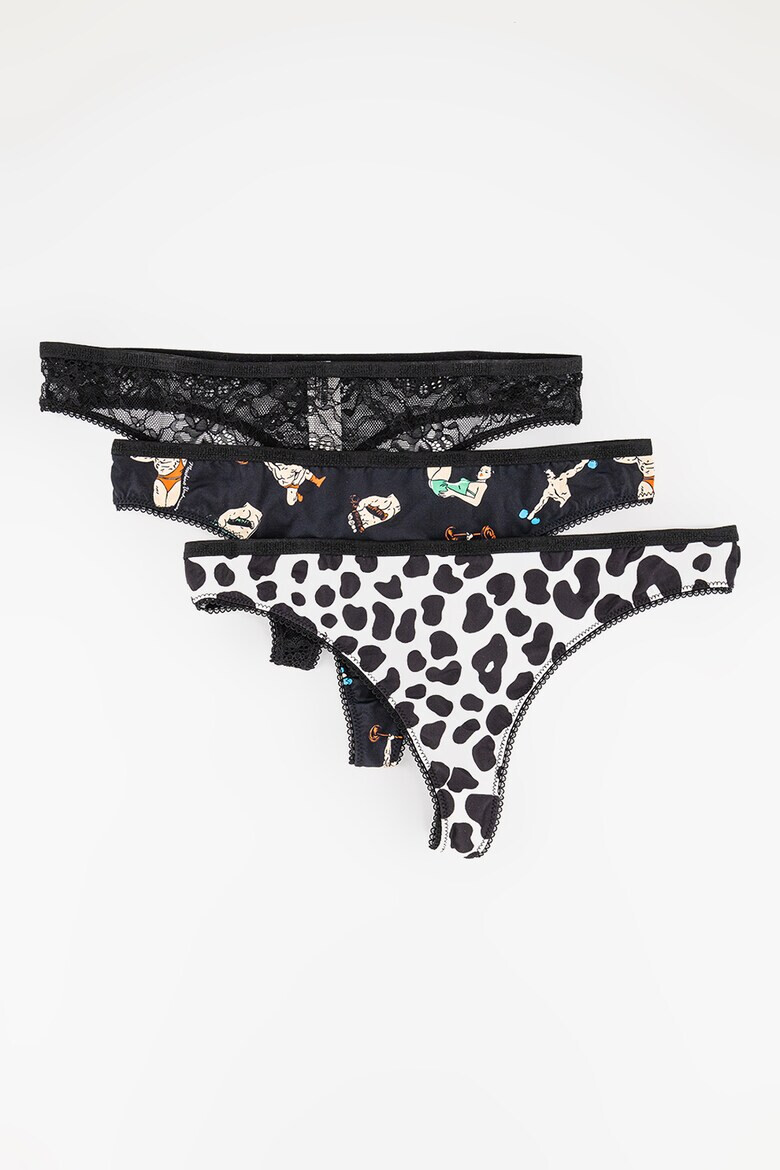 Moschino Set de chiloti tanga cu imprimeu - 3 perechi - Pled.ro