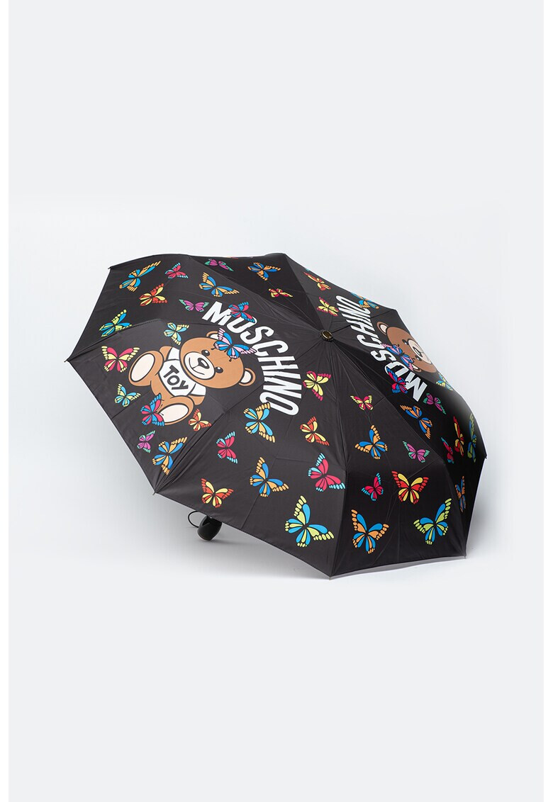 Moschino Umbrela pliabila cu imprimeu logo Brush Bear Allover - Pled.ro