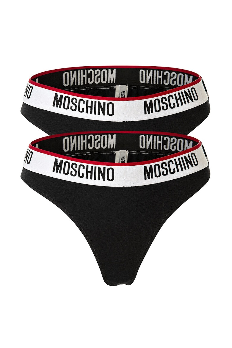 MOSCHINO Underwear Set de chiloti tanga cu banda logo in talie - 2 perechi - Pled.ro