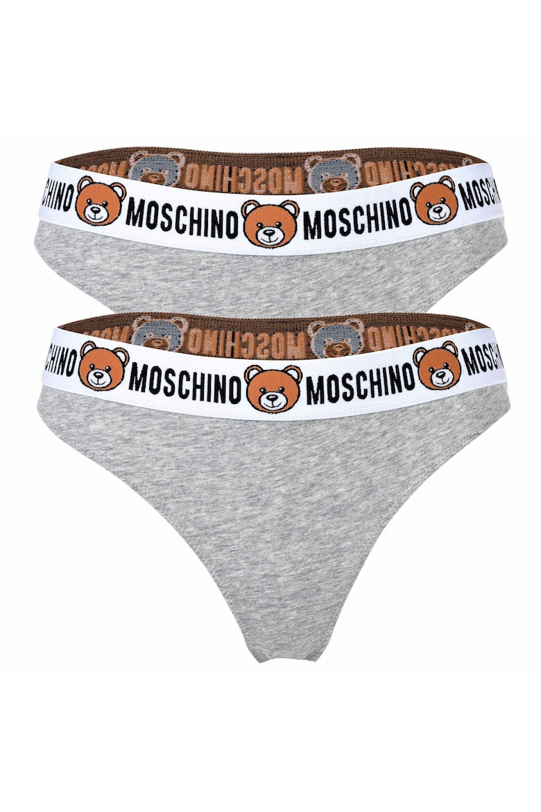 MOSCHINO Underwear Set de chiloti tanga cu banda logo in talie - 2 perechi - Pled.ro