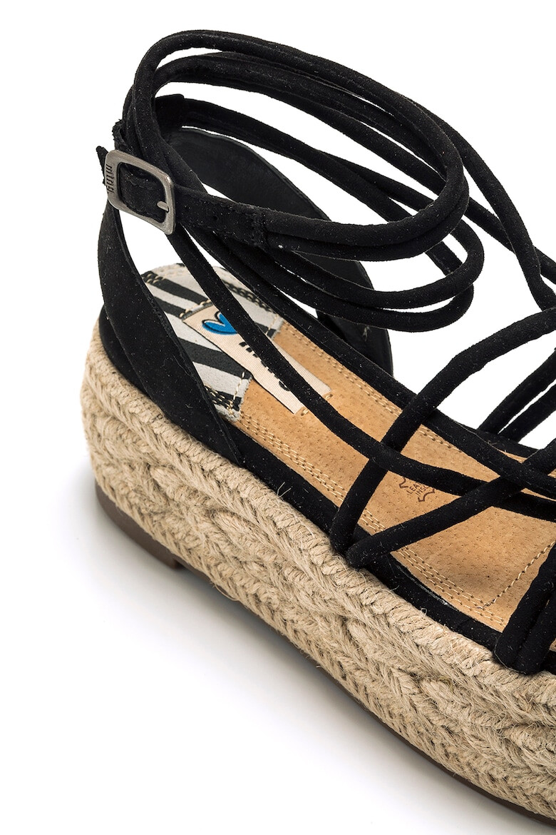 MTNG Sandale flatform tip espadrile de piele intoarsa ecologica - Pled.ro