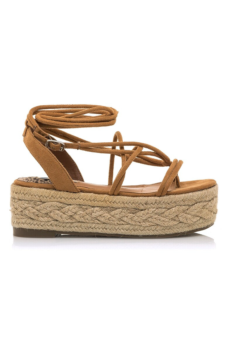 MTNG Sandale flatform tip espadrile de piele intoarsa ecologica - Pled.ro