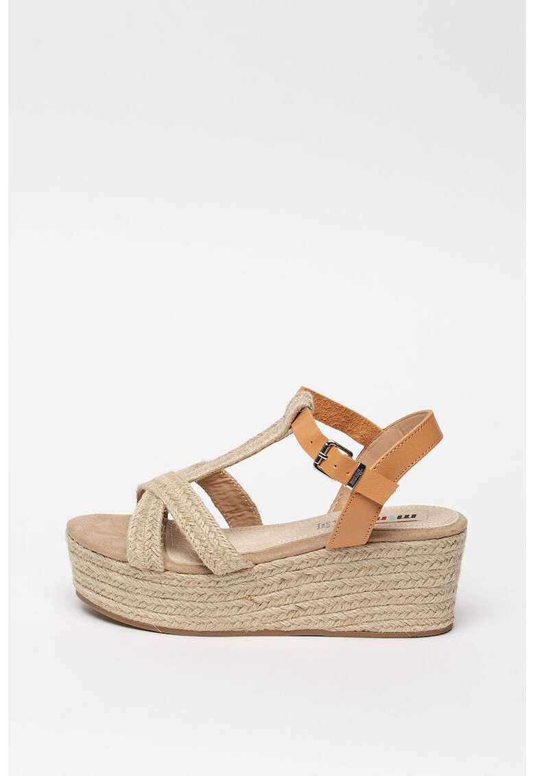 MTNG Sandale wedge tip espadrile cu garnituri de piele ecologica - Pled.ro