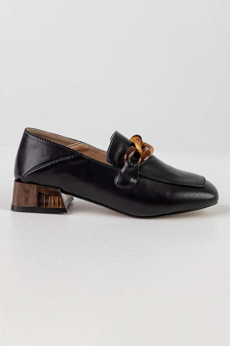 MUSK Pantofi loafer de piele ecologica cu toc patrat - Pled.ro