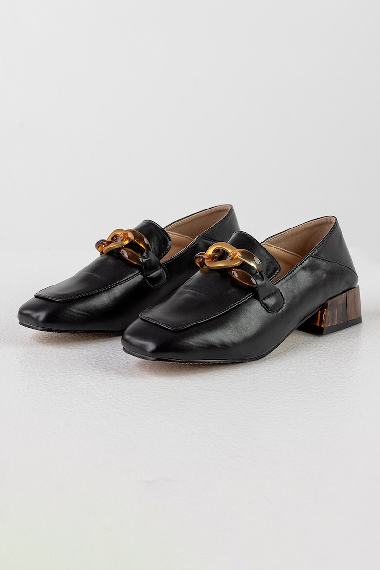 MUSK Pantofi loafer de piele ecologica cu toc patrat - Pled.ro