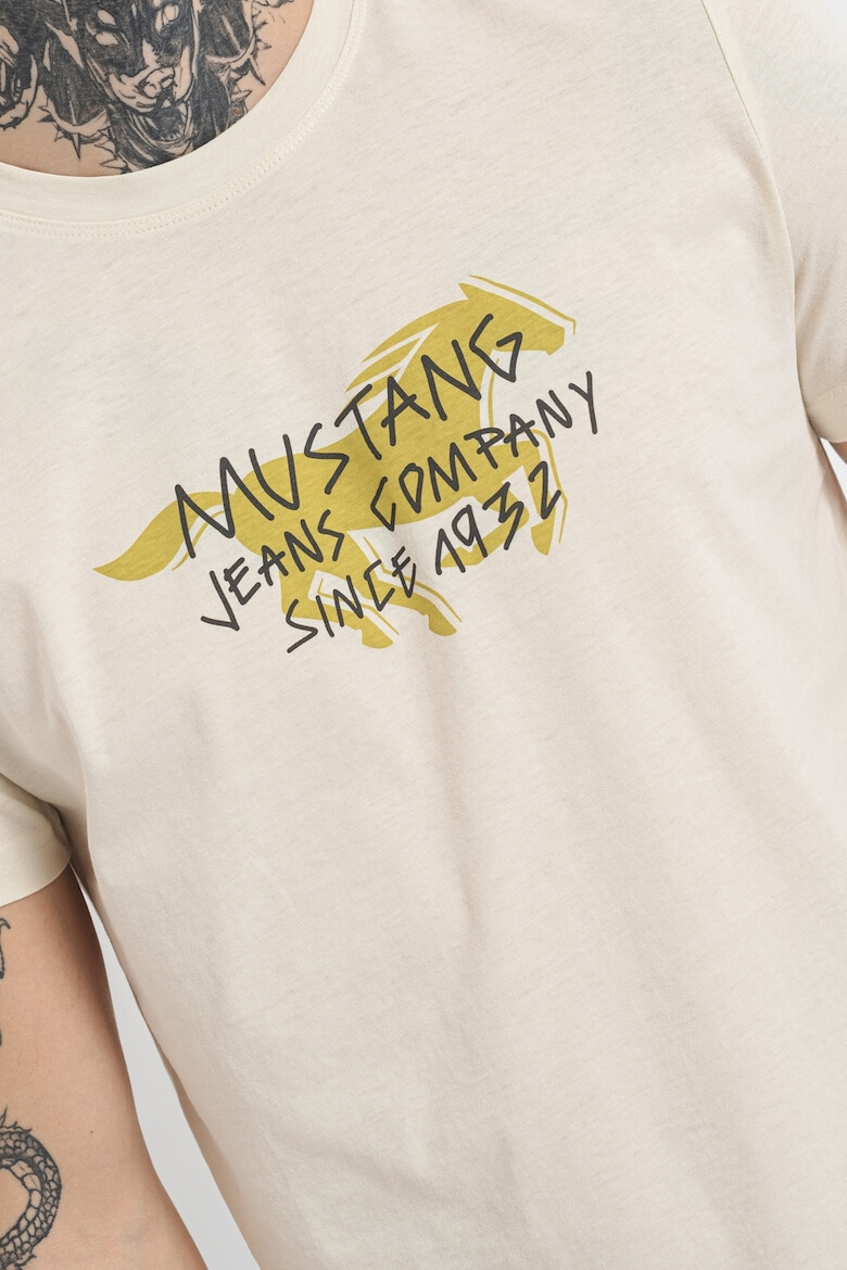 Mustang Tricou cu decolteu la baza gatului cu logo Austin - Pled.ro