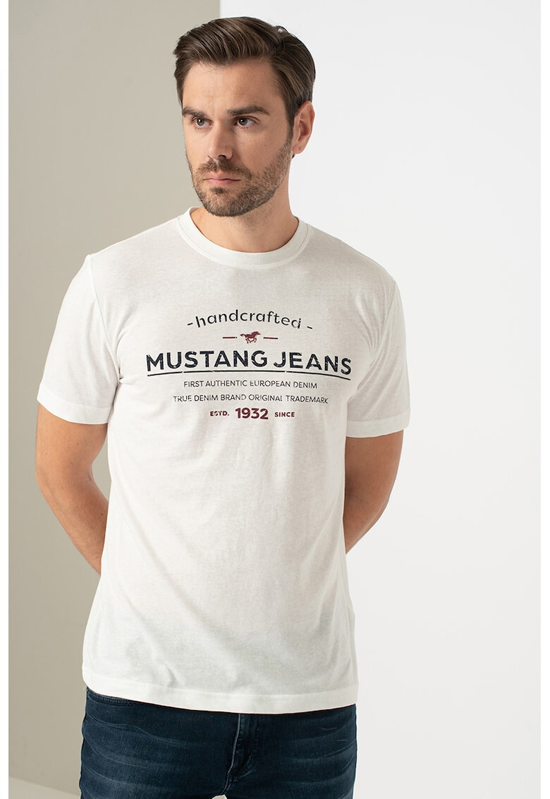 Mustang Tricou cu decolteu la baza gatului si imprimeu Alex - Pled.ro