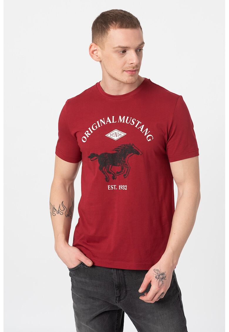 Mustang Tricou cu decolteu la baza gatului si imprimeu logo - Pled.ro