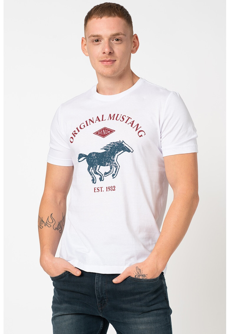 Mustang Tricou cu decolteu la baza gatului si logo - Pled.ro