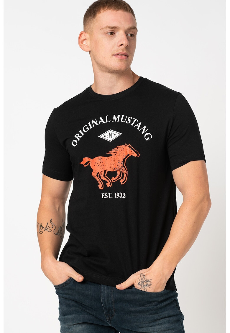 Mustang Tricou cu decolteu la baza gatului si imprimeu logo - Pled.ro