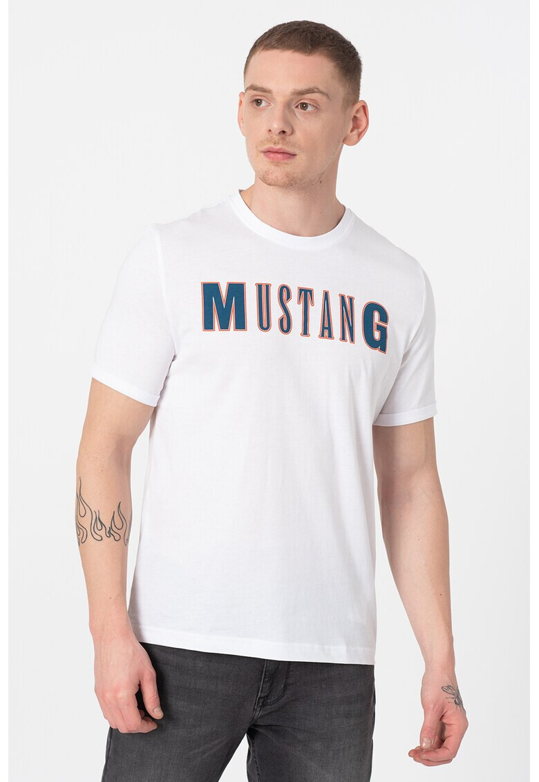 Mustang Tricou cu decolteu la baza gatului si imprimeu logo Alex - Pled.ro